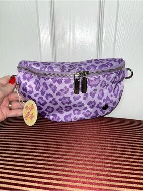 Lemon Drop Shop Lisa Purple Leopard Crossbody Bag